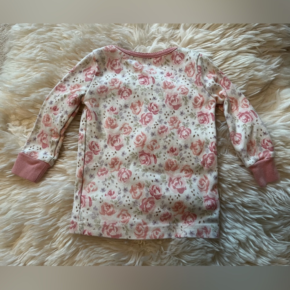 Janie & Jack long sleeve and long pant floral pajama, 18-24M